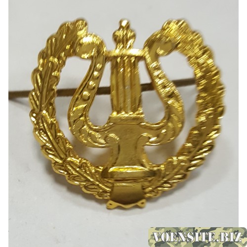Эмблема петличная военно-оркестровые служба с венком золото металл