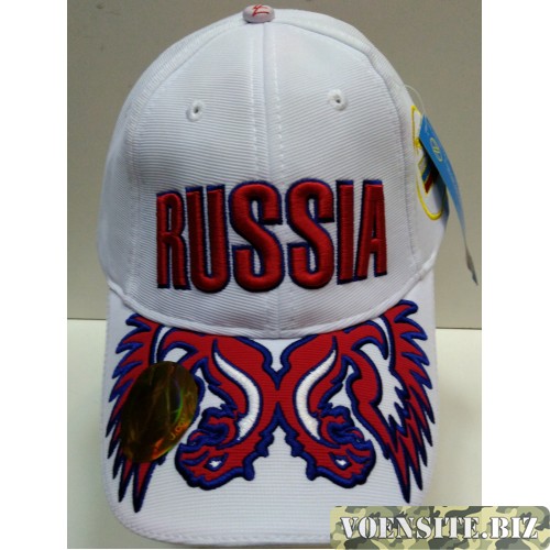Кепка - Бейсболка белая с вышивкой "RUSSIA"
