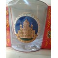 Набор стеклянных стаканов с сувенирным жетоном Москва Храм Христа спасителя
