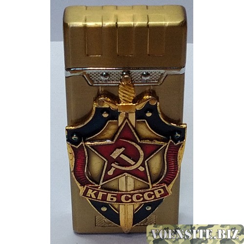 Зажигалка газовая турбо с символикой знак Щит КГБ