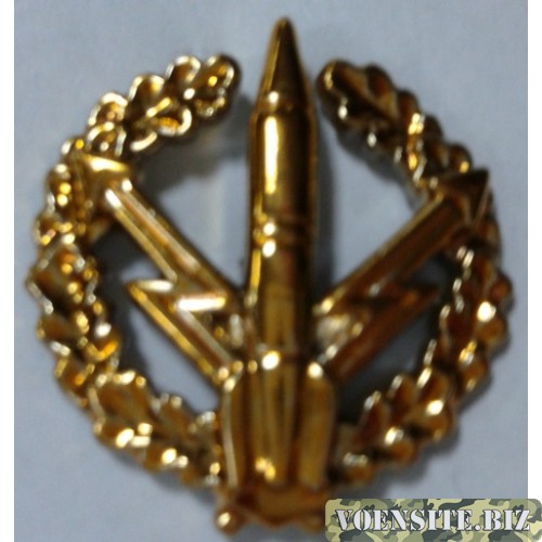 Эмблема петличная РВСН с венком золото полиамид