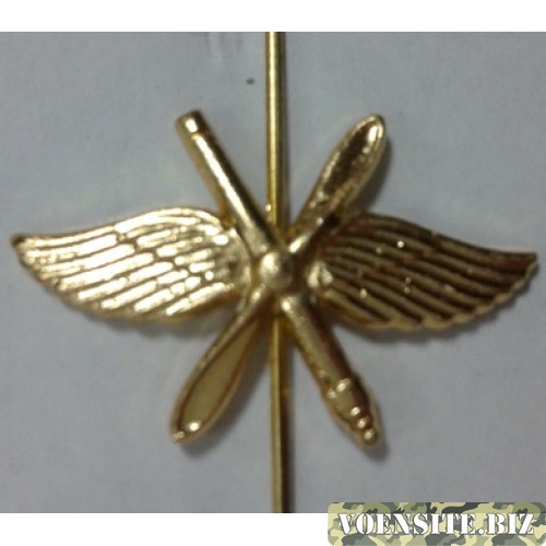 Эмблема петличная ВВС с пушкой золото металл