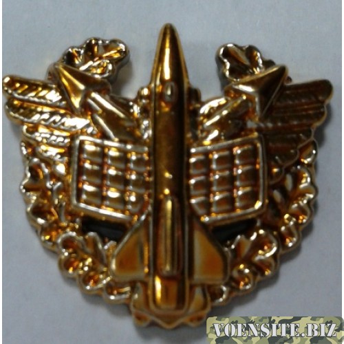 Эмблема петличная ПВО с венком золото полиамид