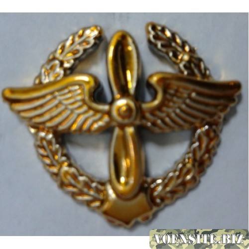 Эмблема петличная ВВС с венком золото полиамид