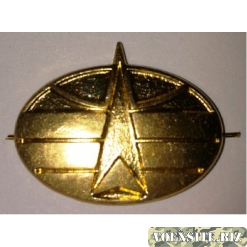 Эмблема петличная Космические войска без венка золото металл