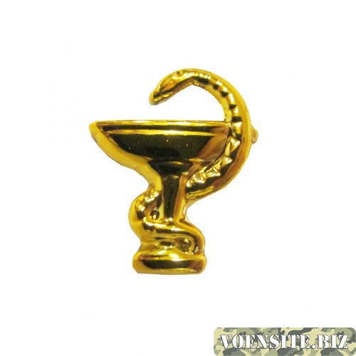 Эмблема петличная Медицинская служба без венка золото полиамид, правая, левая