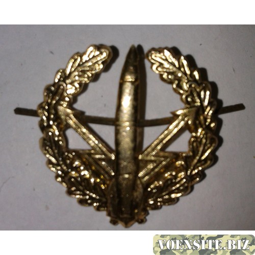 Эмблема петличная РВСН с венком золото металл