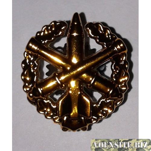 Эмблема петличная РВиА с венком золото полиамид