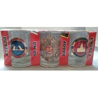 Набор стеклянных стаканов с сувенирными жетонами Санкт-Петербург